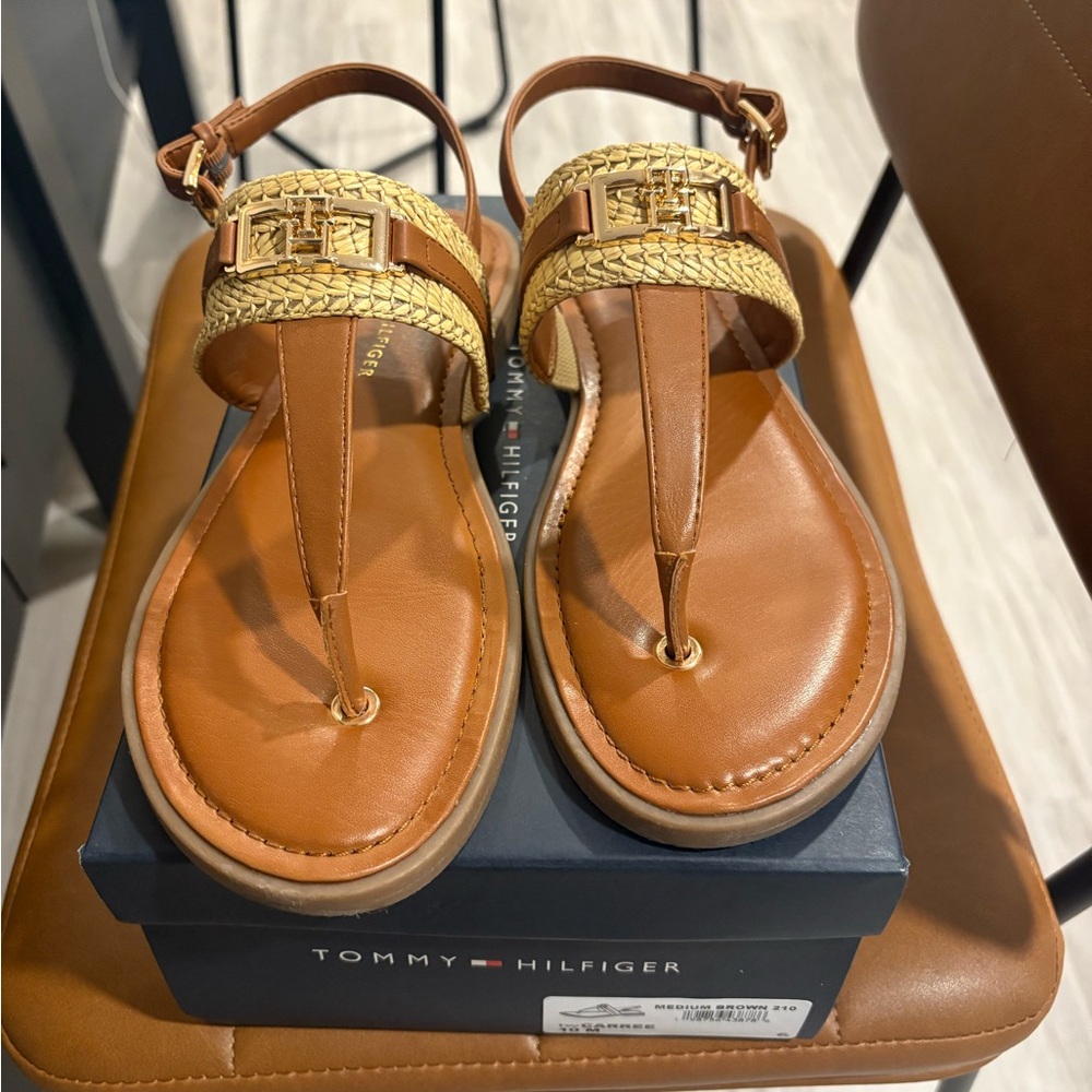 Tommy Hilfiger Brown and Gold Sandals